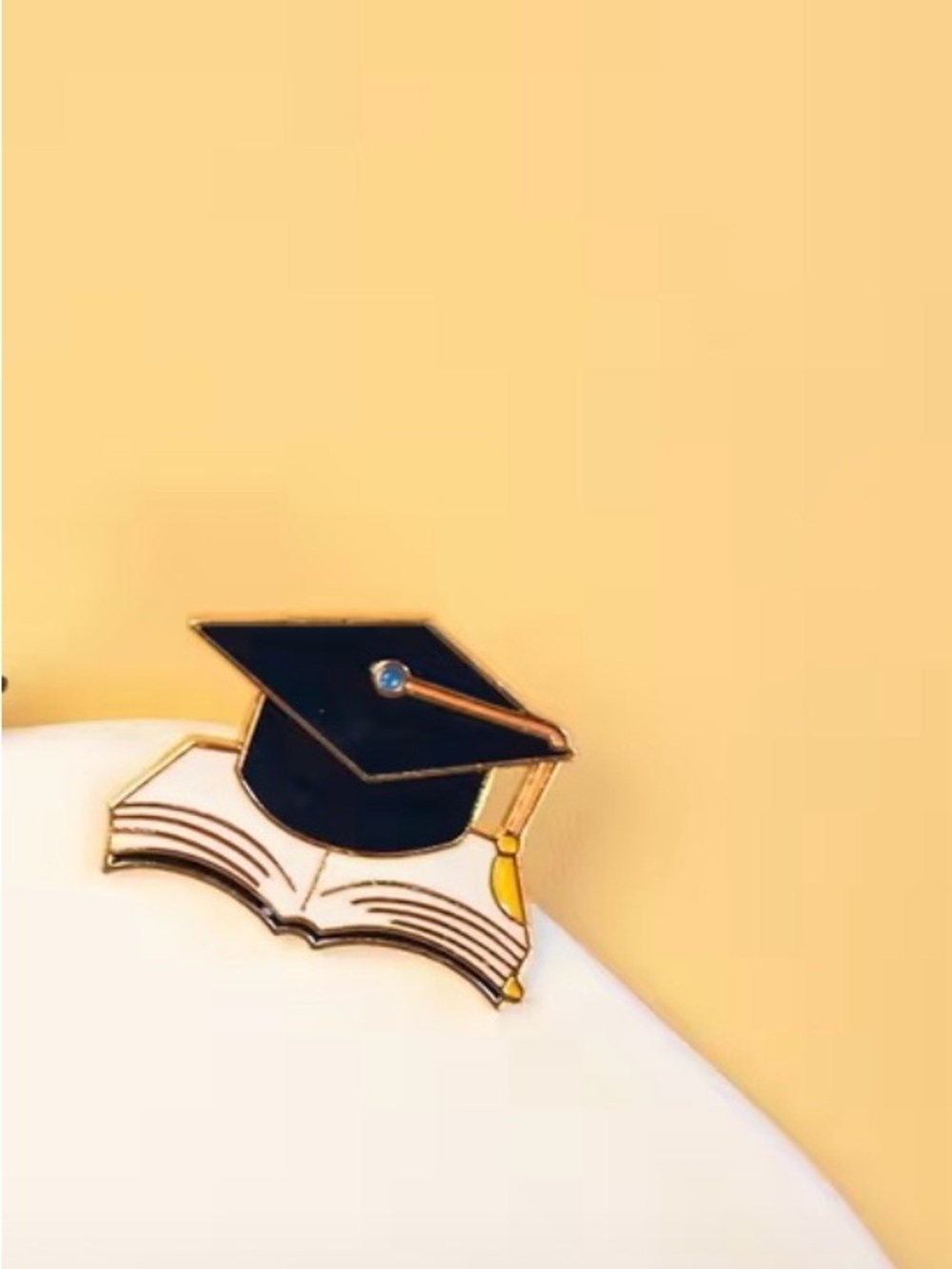 Graduation Cap & Book Enamel Pin - Black and Gold